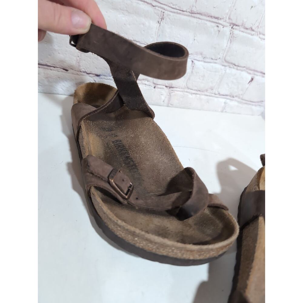 Birkenstock Yara Leather Strappy Sandal Size 36 US 5.0 Mocha Brown Ankle Strap - Picture 11 of 14